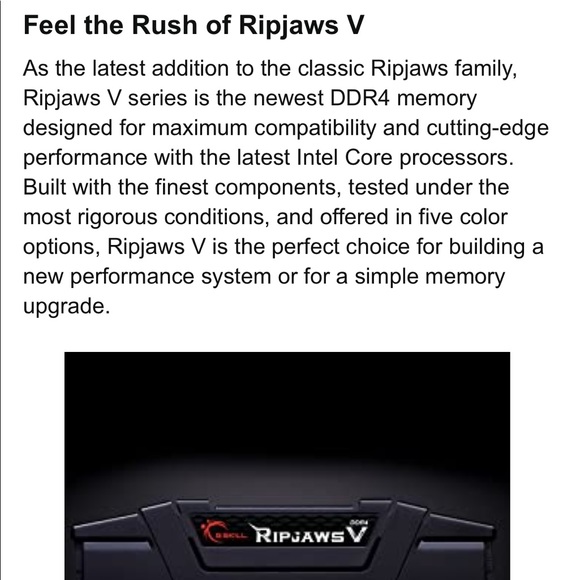 G.Skill Ripjaws V Series 16GB (2 x 8GB) 288-Pin SDRAM (PC4-24000) DDR4 - Picture 5 of 10